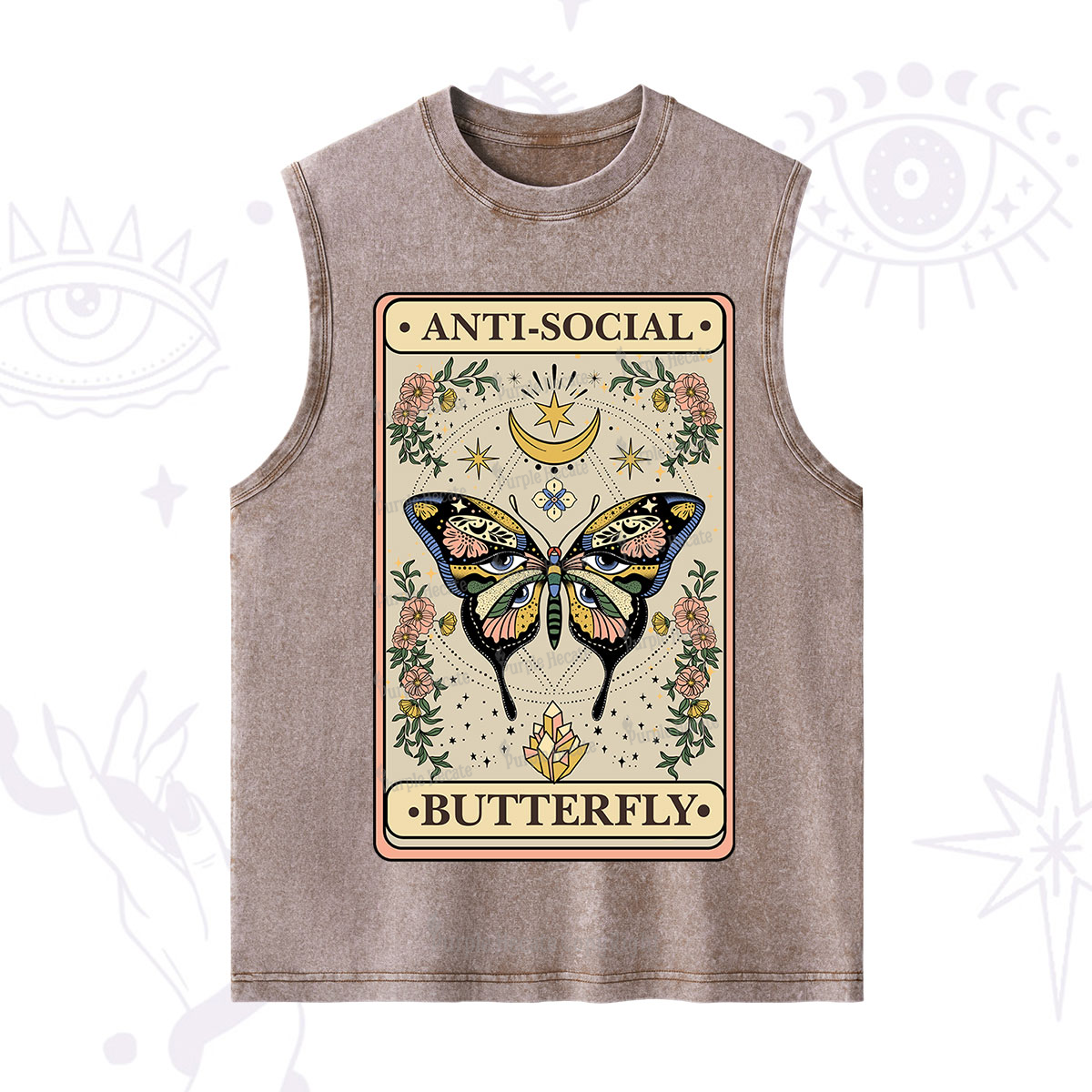 Purplehecate The Anti Social Nutterfly Oracle Card Washed Tank