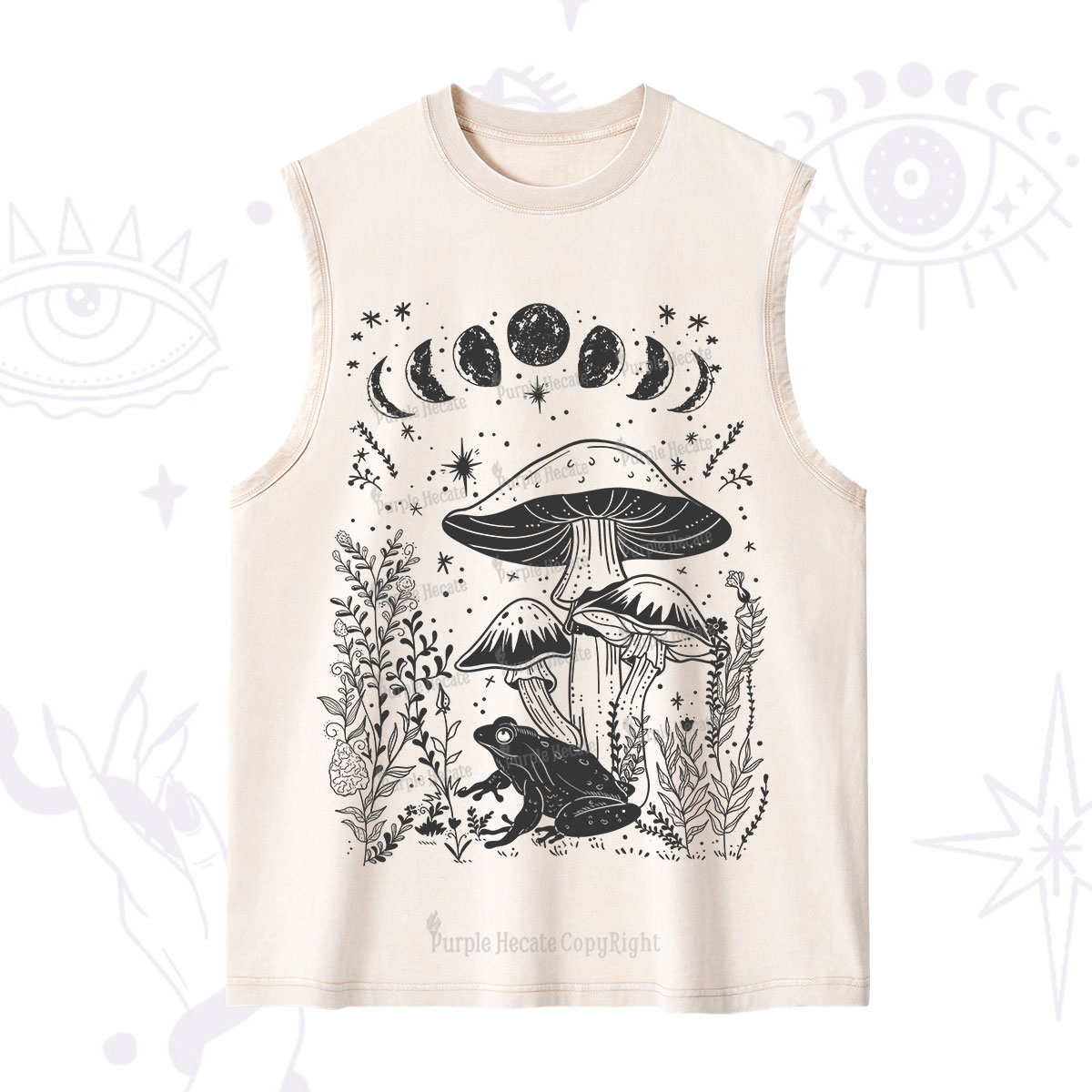 Purplehecate Celestial Frog Mushrooms Washed Tank