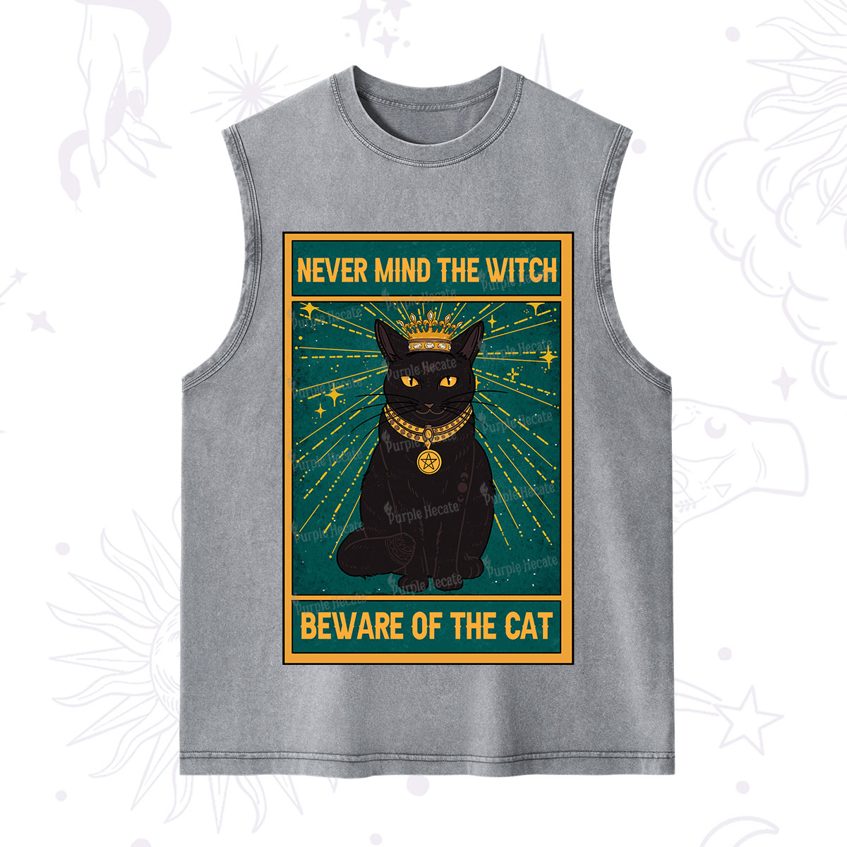 Purplehecate The Never Mind The Witch Beware Of The Cat Oracle Card Washed Tank