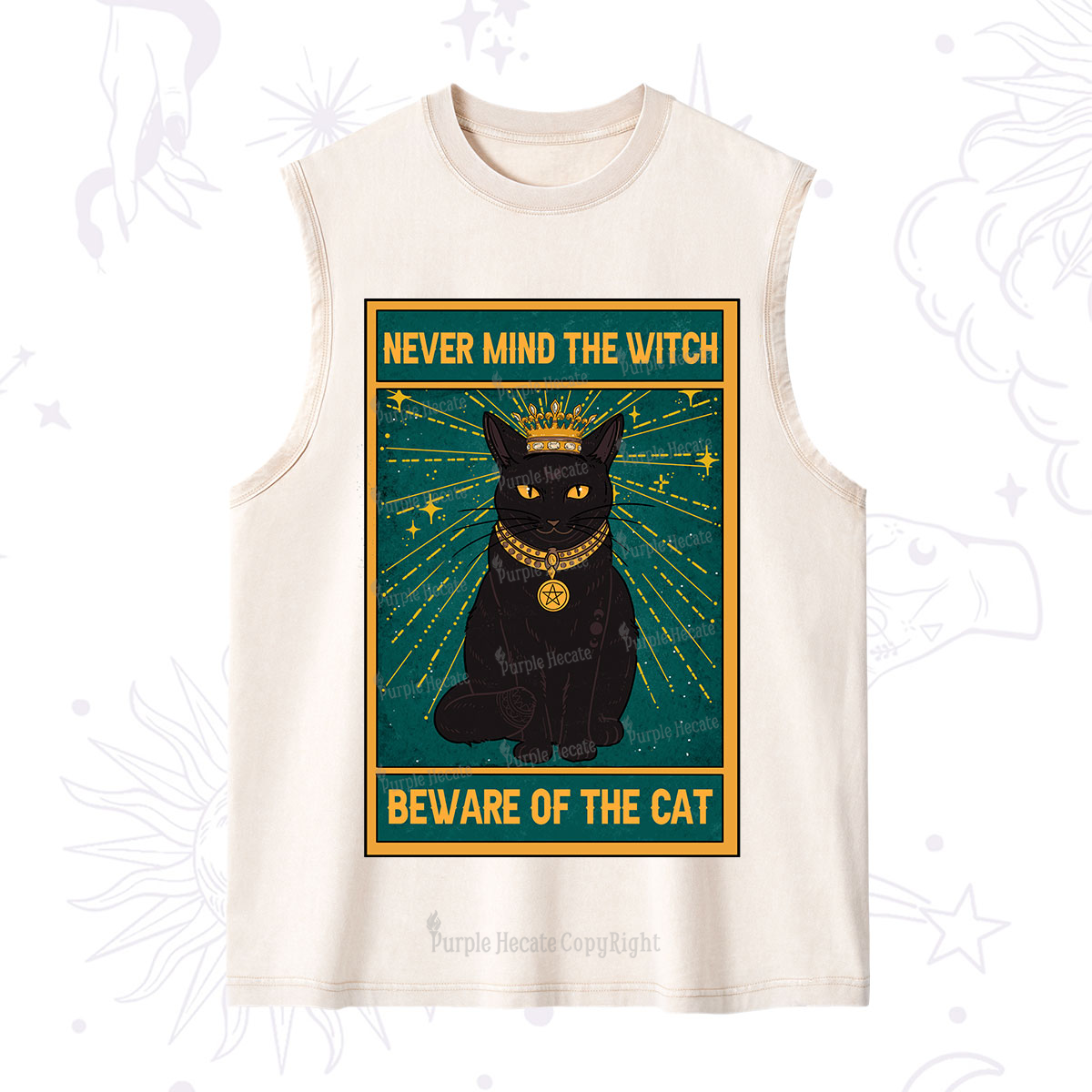 Purplehecate The Never Mind The Witch Beware Of The Cat Oracle Card Washed Tank
