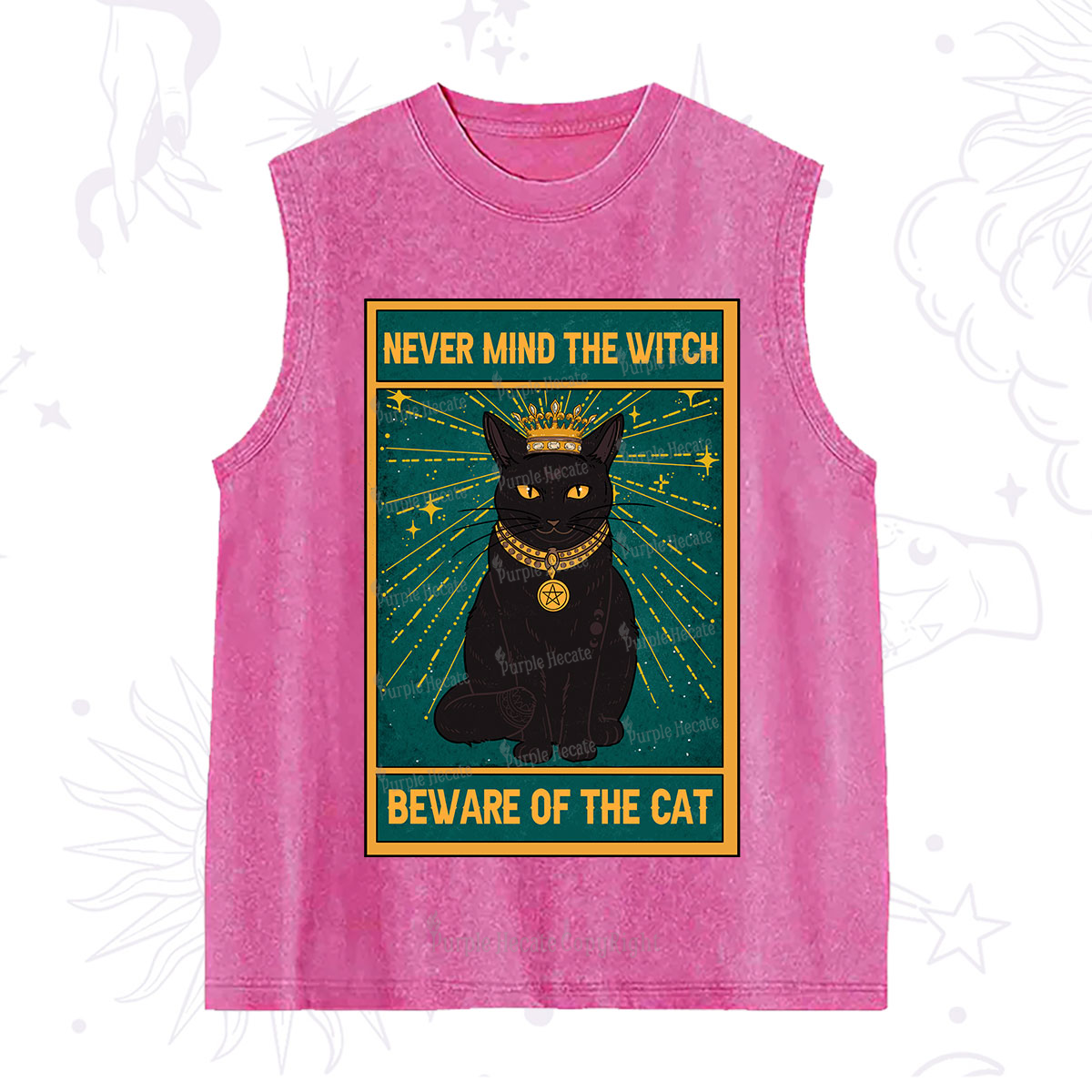 Purplehecate The Never Mind The Witch Beware Of The Cat Oracle Card Washed Tank