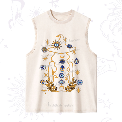 Purplehecate Evil Eye Woman Back Washed Tank