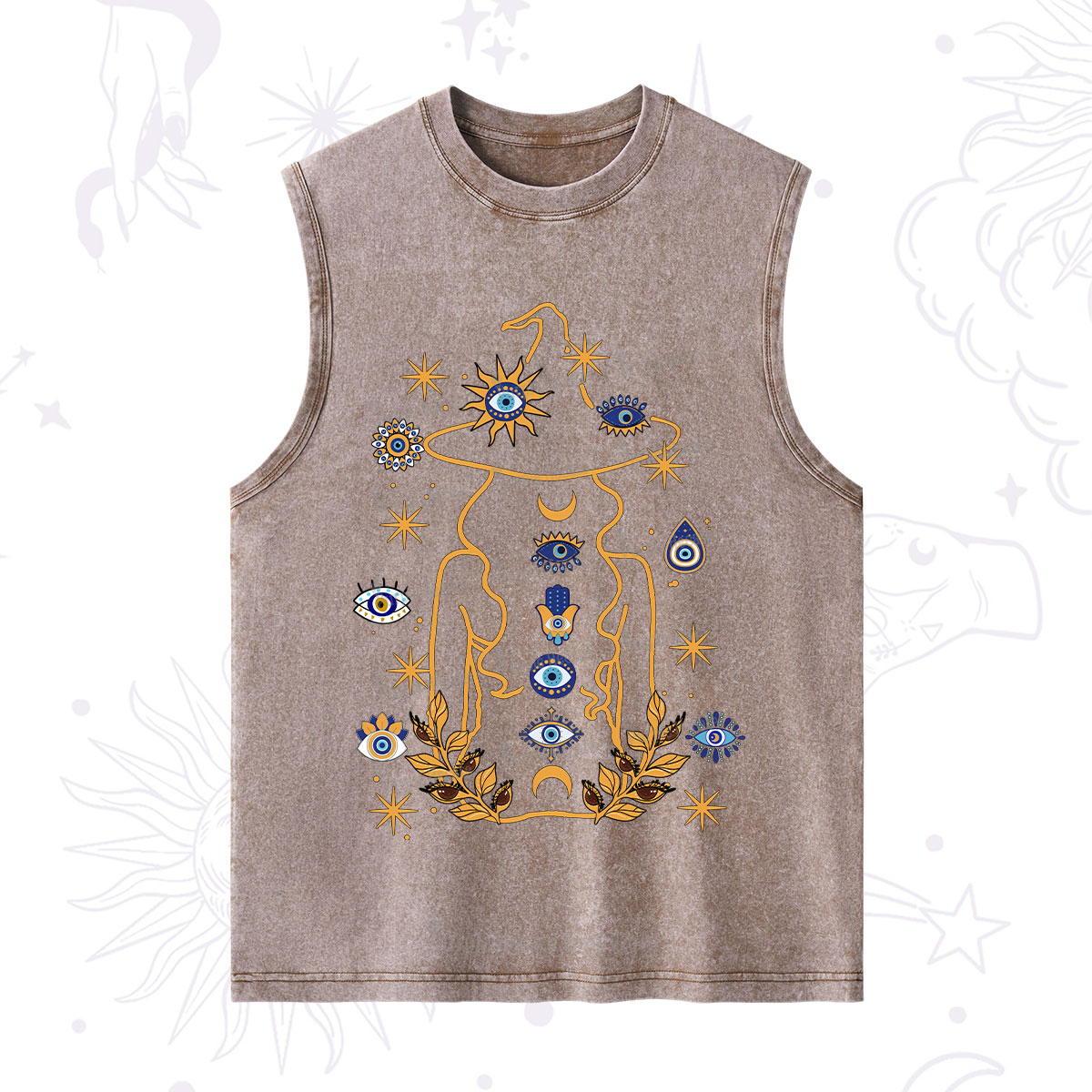 Purplehecate Evil Eye Woman Back Washed Tank