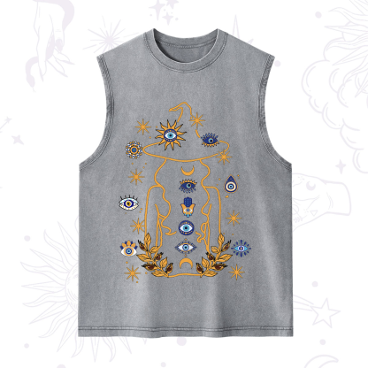 Purplehecate Evil Eye Woman Back Washed Tank