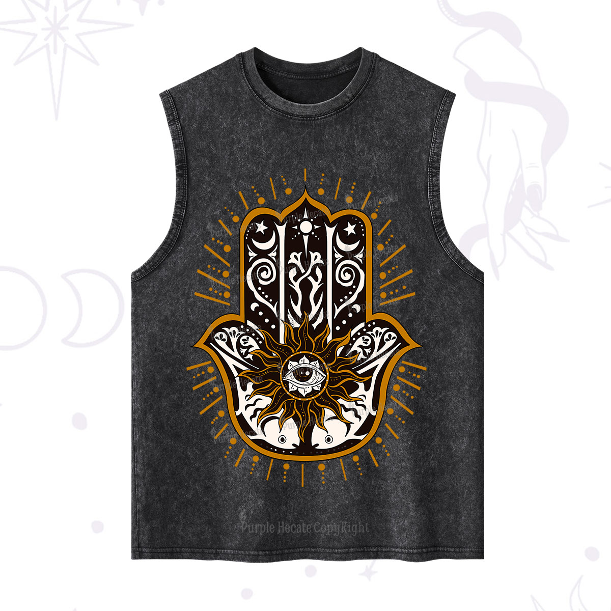 Purplehecate The Sun Eye Hamsa Washed Tank