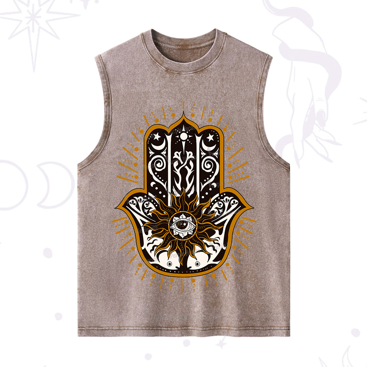 Purplehecate The Sun Eye Hamsa Washed Tank