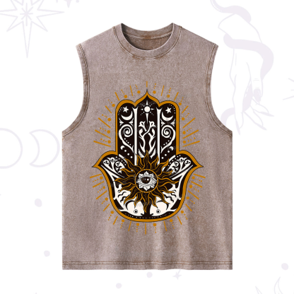 Purplehecate The Sun Eye Hamsa Washed Tank