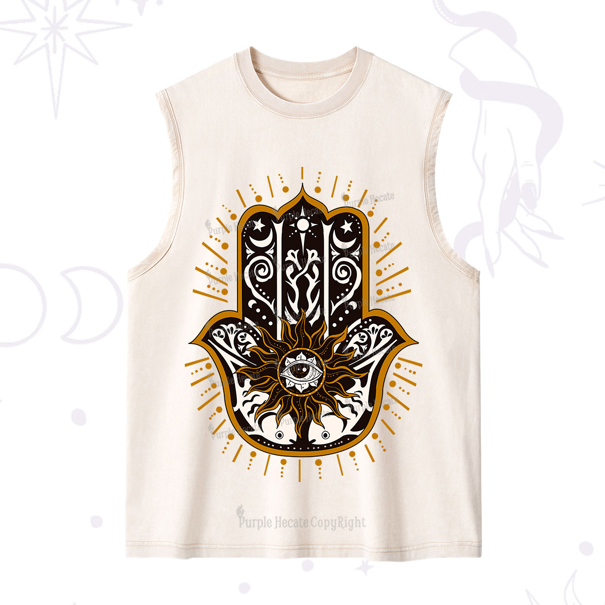 Purplehecate The Sun Eye Hamsa Washed Tank
