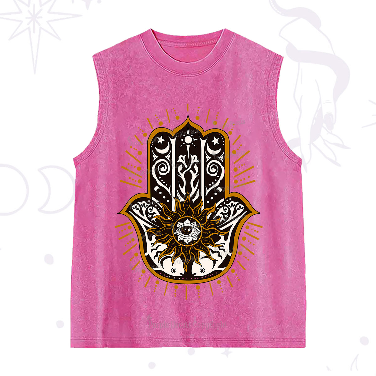 Purplehecate The Sun Eye Hamsa Washed Tank