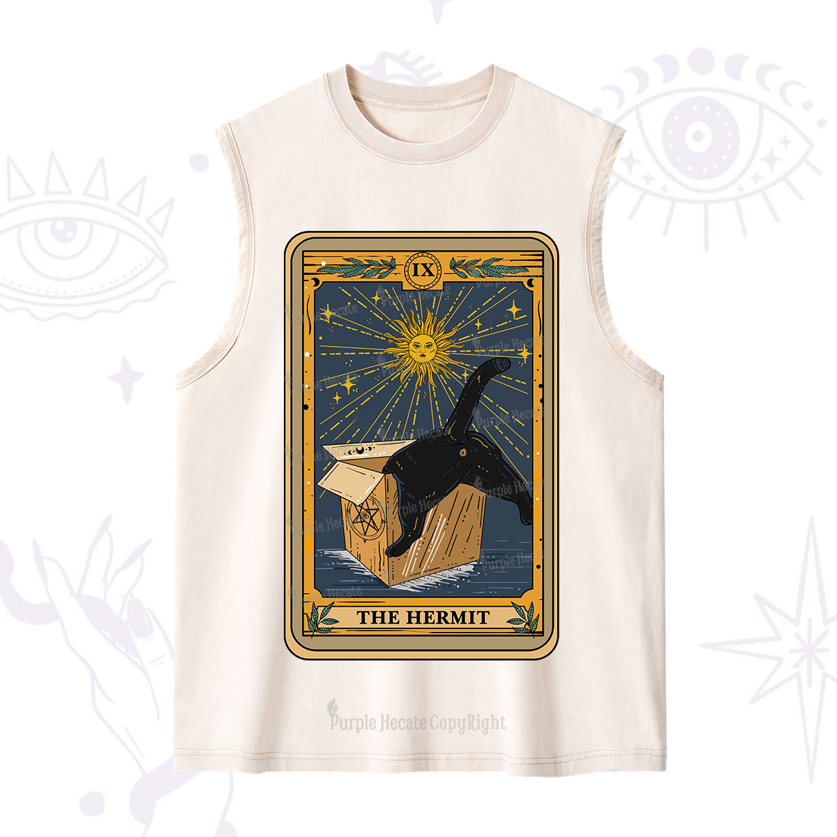 Purplehecate The Cardboard Hermit Cat Tarot Washed Tank