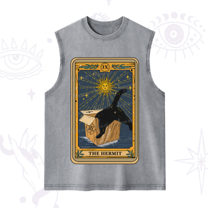 Purplehecate The Cardboard Hermit Cat Tarot Washed Tank