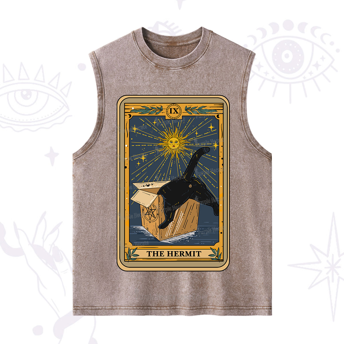 Purplehecate The Cardboard Hermit Cat Tarot Washed Tank