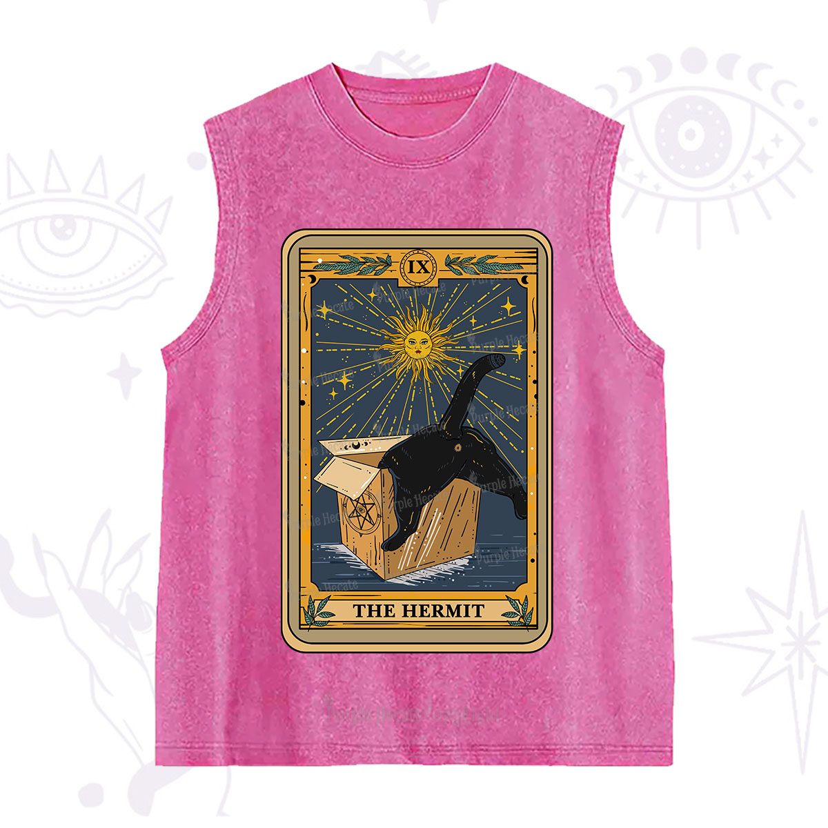 Purplehecate The Cardboard Hermit Cat Tarot Washed Tank