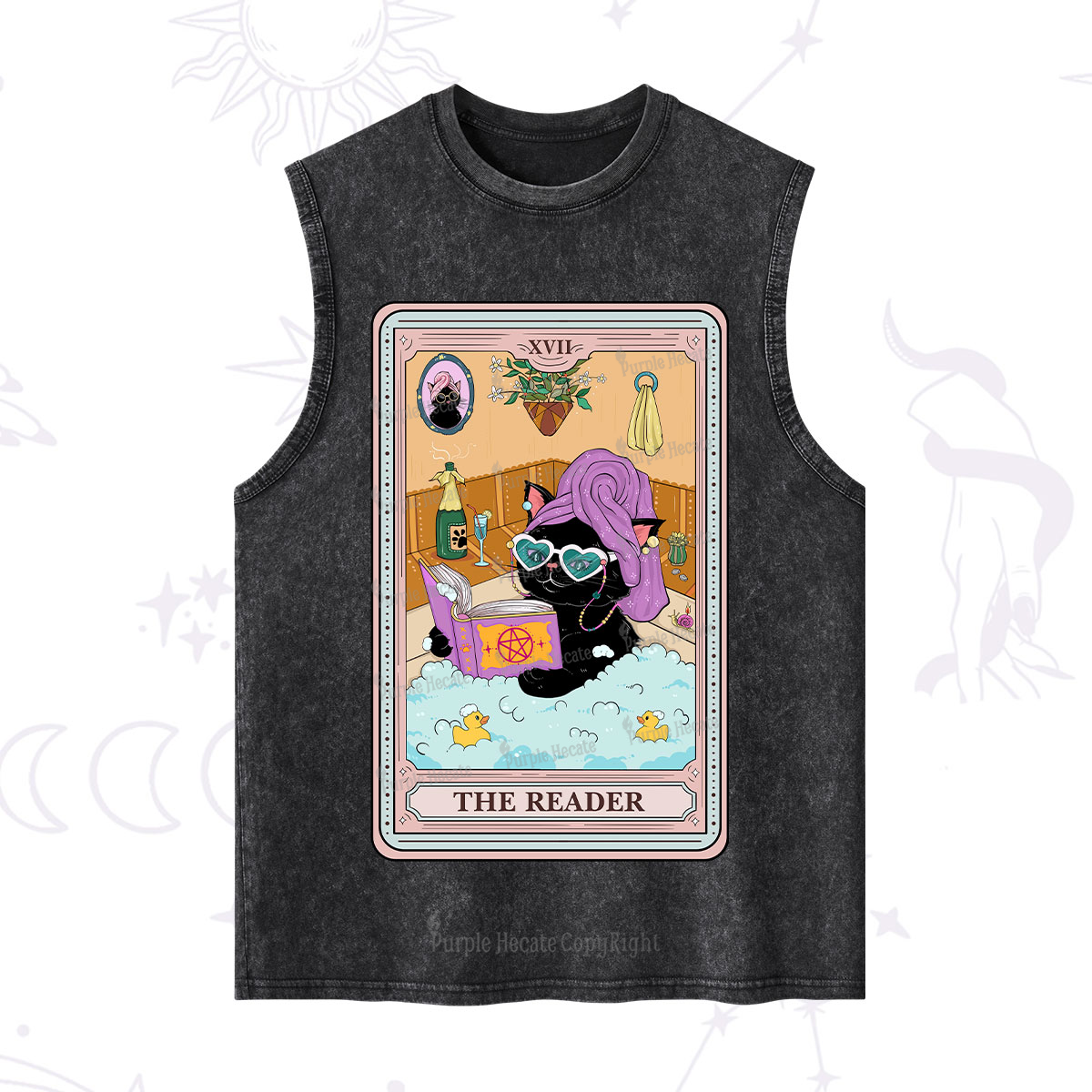 Purplehecate The Reader Cat Tarot Washed Tank