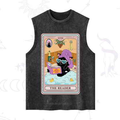 Purplehecate The Reader Cat Tarot Washed Tank