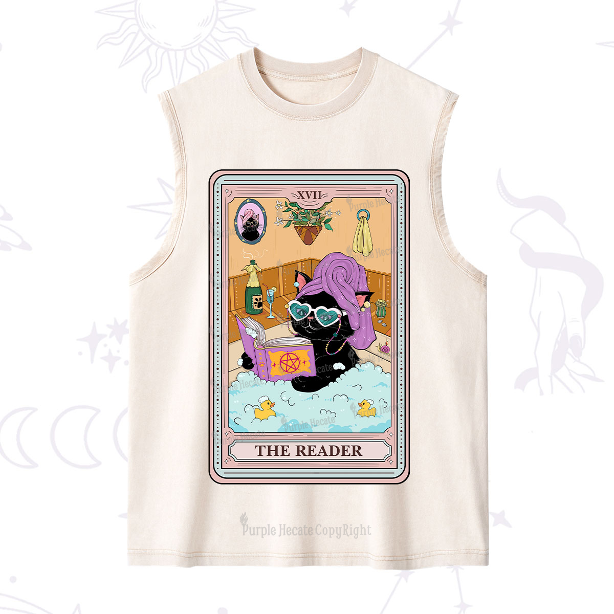 Purplehecate The Reader Cat Tarot Washed Tank