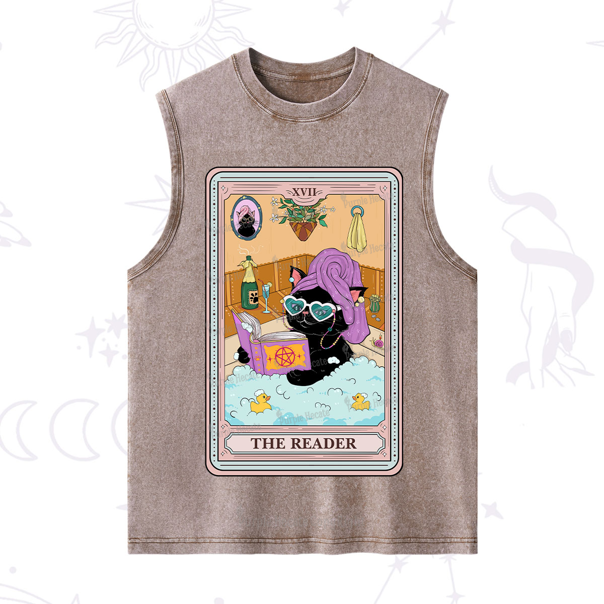 Purplehecate The Reader Cat Tarot Washed Tank