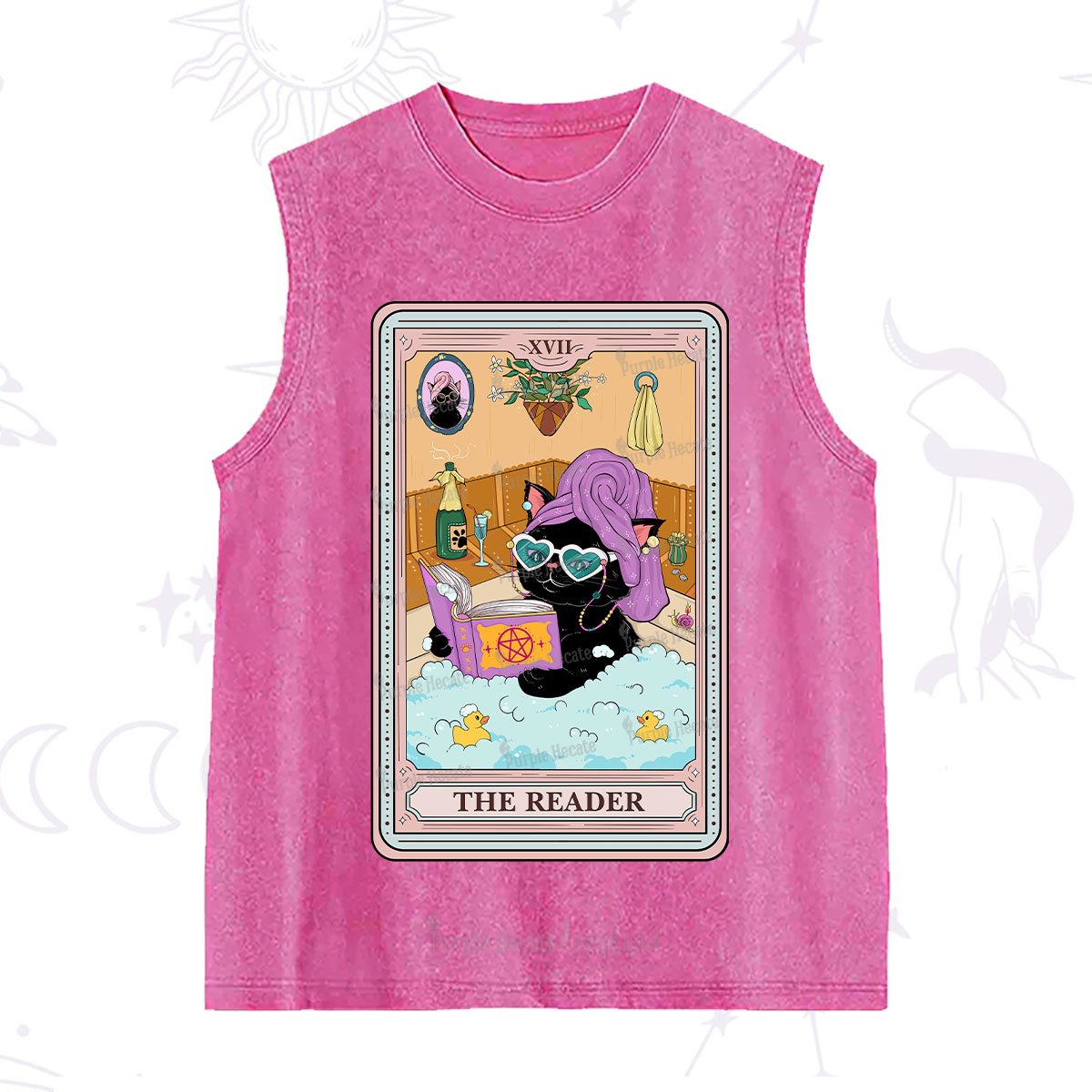 Purplehecate The Reader Cat Tarot Washed Tank