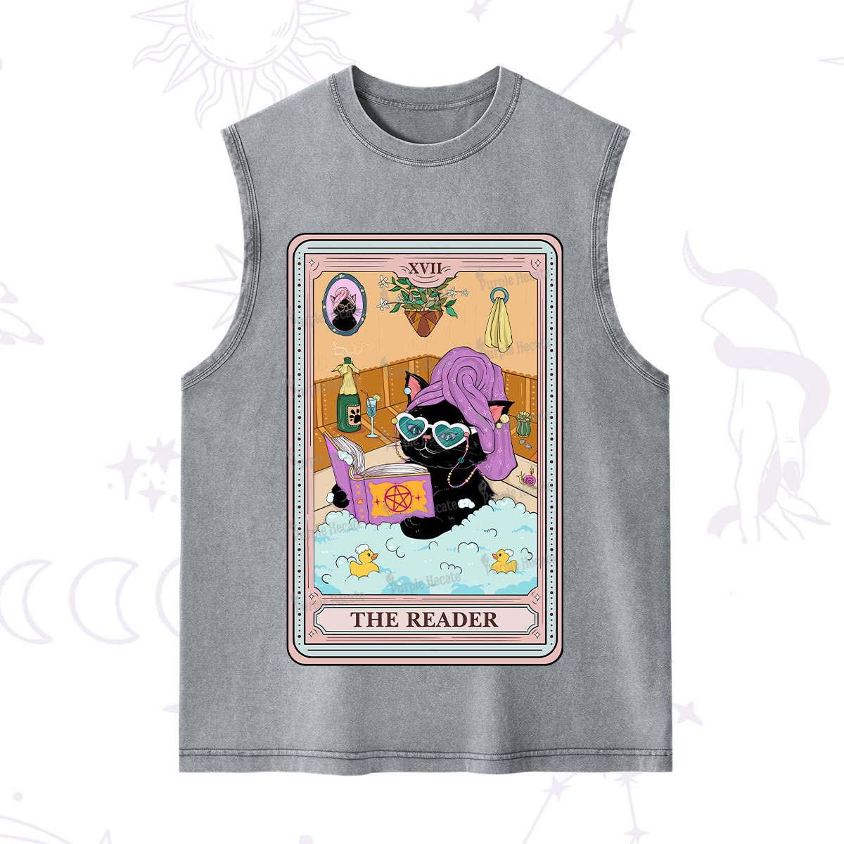 Purplehecate The Reader Cat Tarot Washed Tank