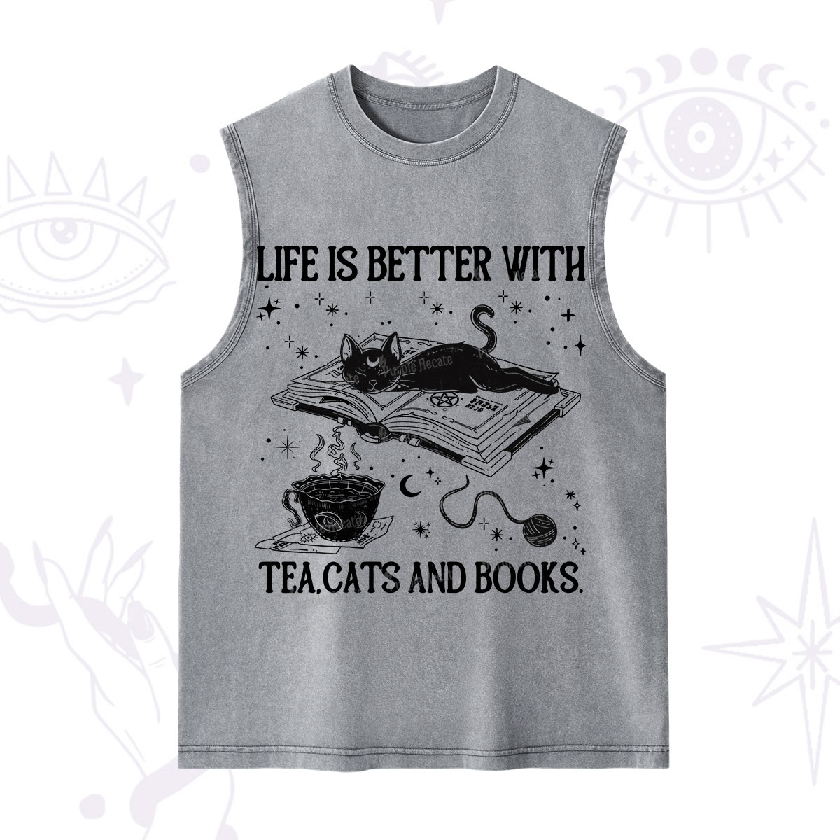 Purplehecate Life Is Better With Cats And Books Washed Tank
