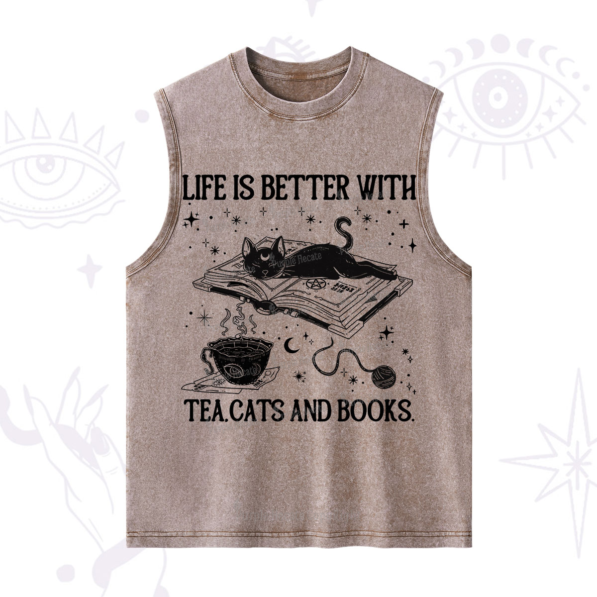 Purplehecate Life Is Better With Cats And Books Washed Tank