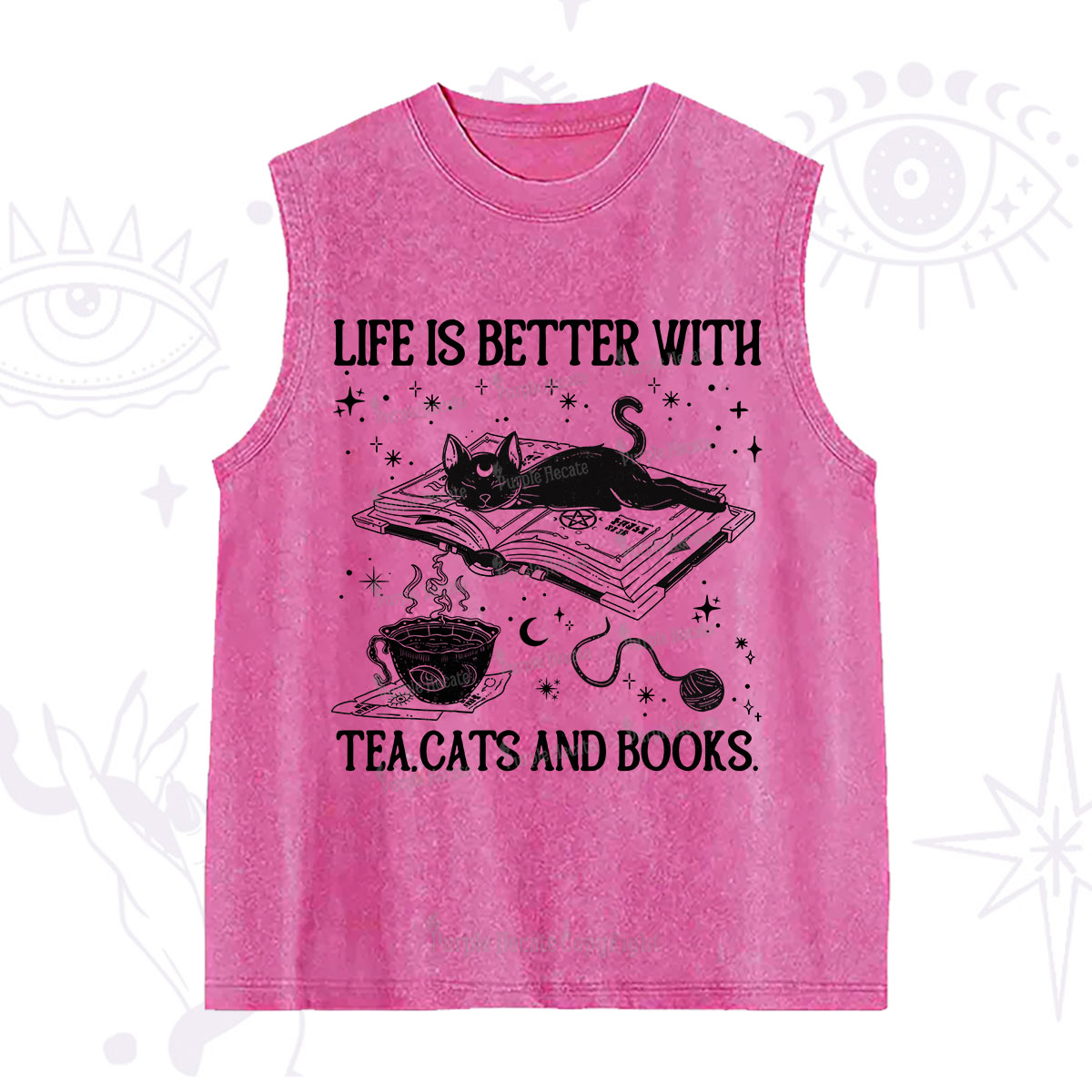 Purplehecate Life Is Better With Cats And Books Washed Tank