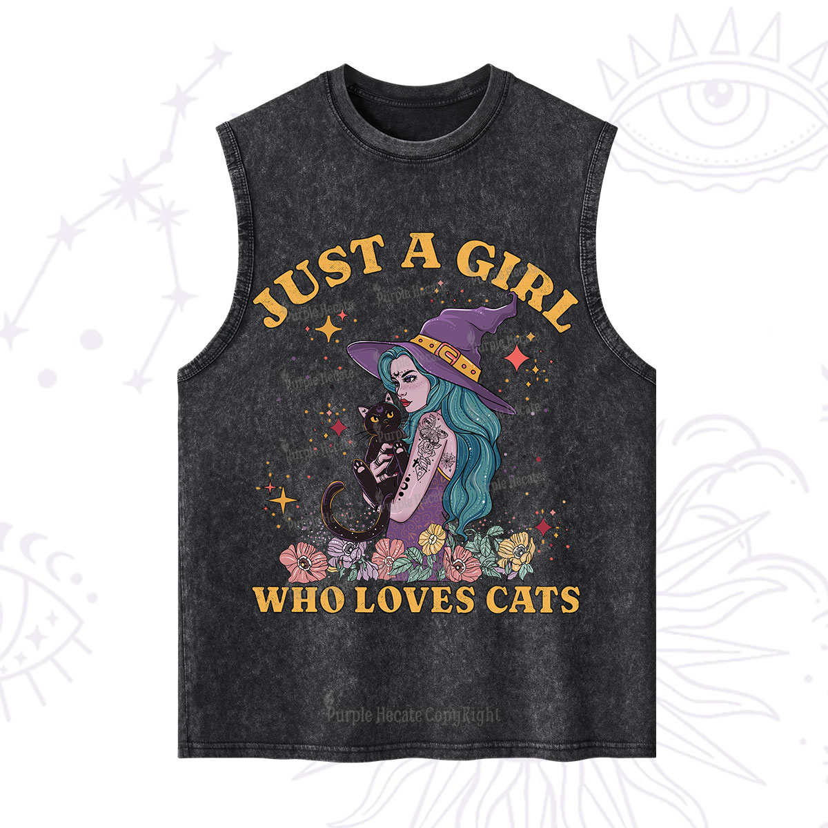 Purplehecate Just A Girl Who Loves Cats Washed Tank
