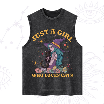 Purplehecate Just A Girl Who Loves Cats Washed Tank