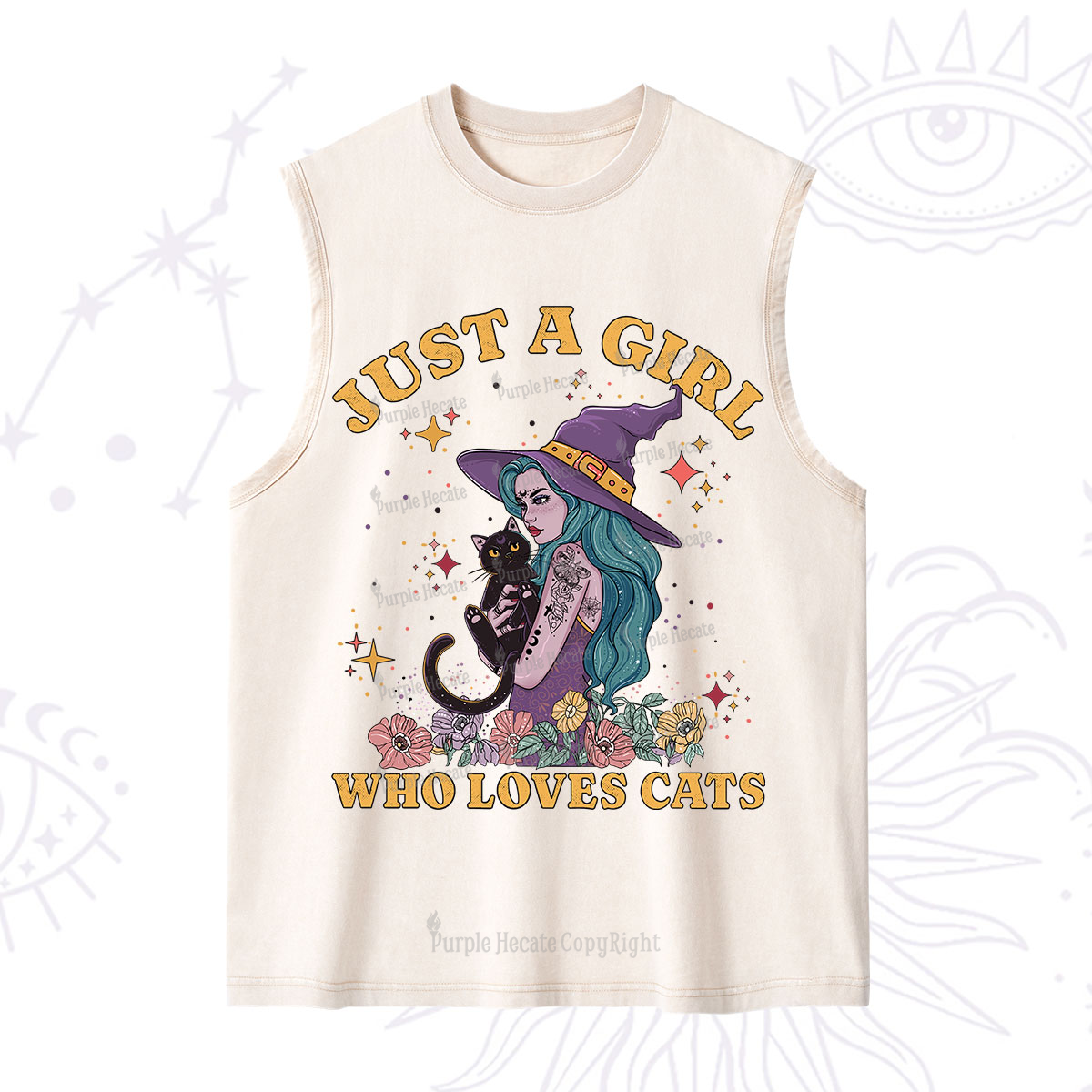 Purplehecate Just A Girl Who Loves Cats Washed Tank
