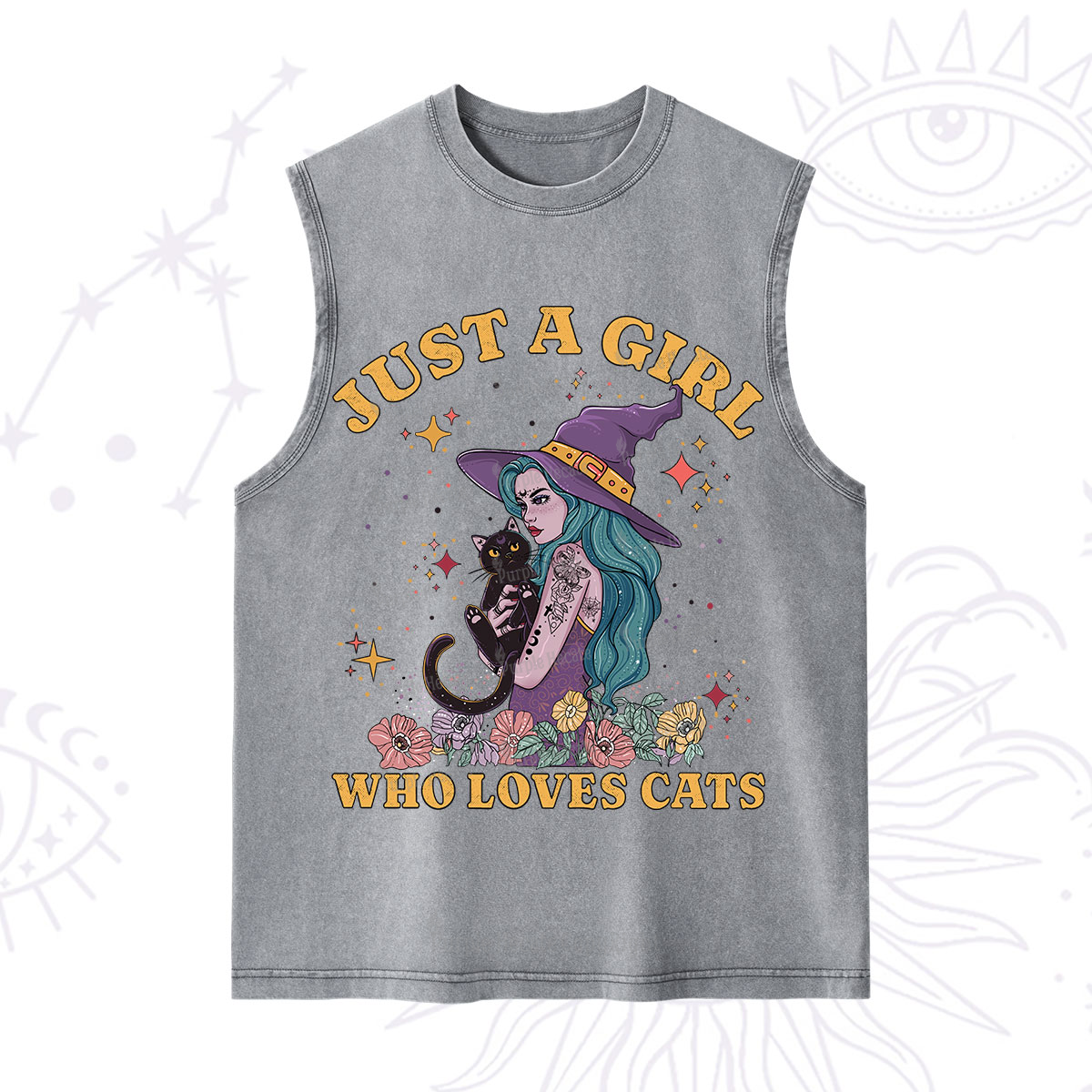 Purplehecate Just A Girl Who Loves Cats Washed Tank