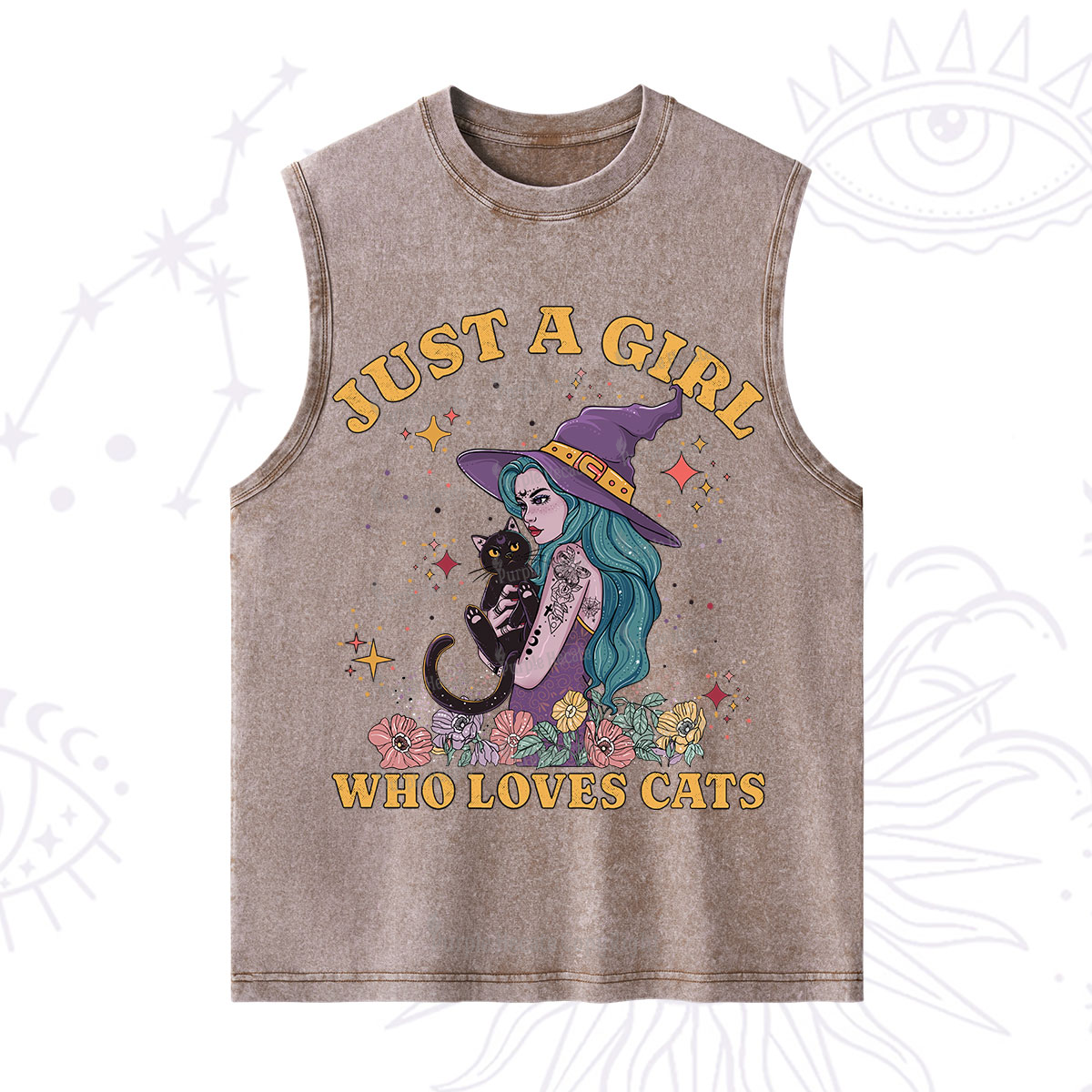 Purplehecate Just A Girl Who Loves Cats Washed Tank