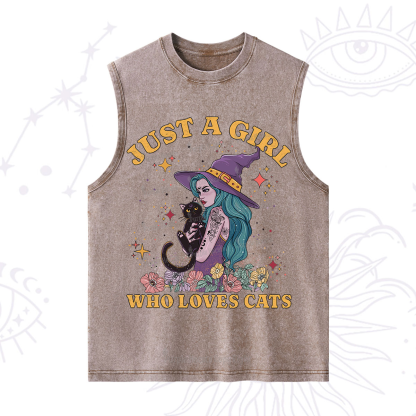 Purplehecate Just A Girl Who Loves Cats Washed Tank