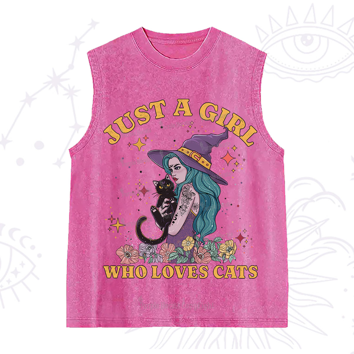 Purplehecate Just A Girl Who Loves Cats Washed Tank