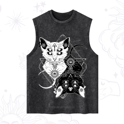 Purplehecate Occult Mirror Cats Washed Tank