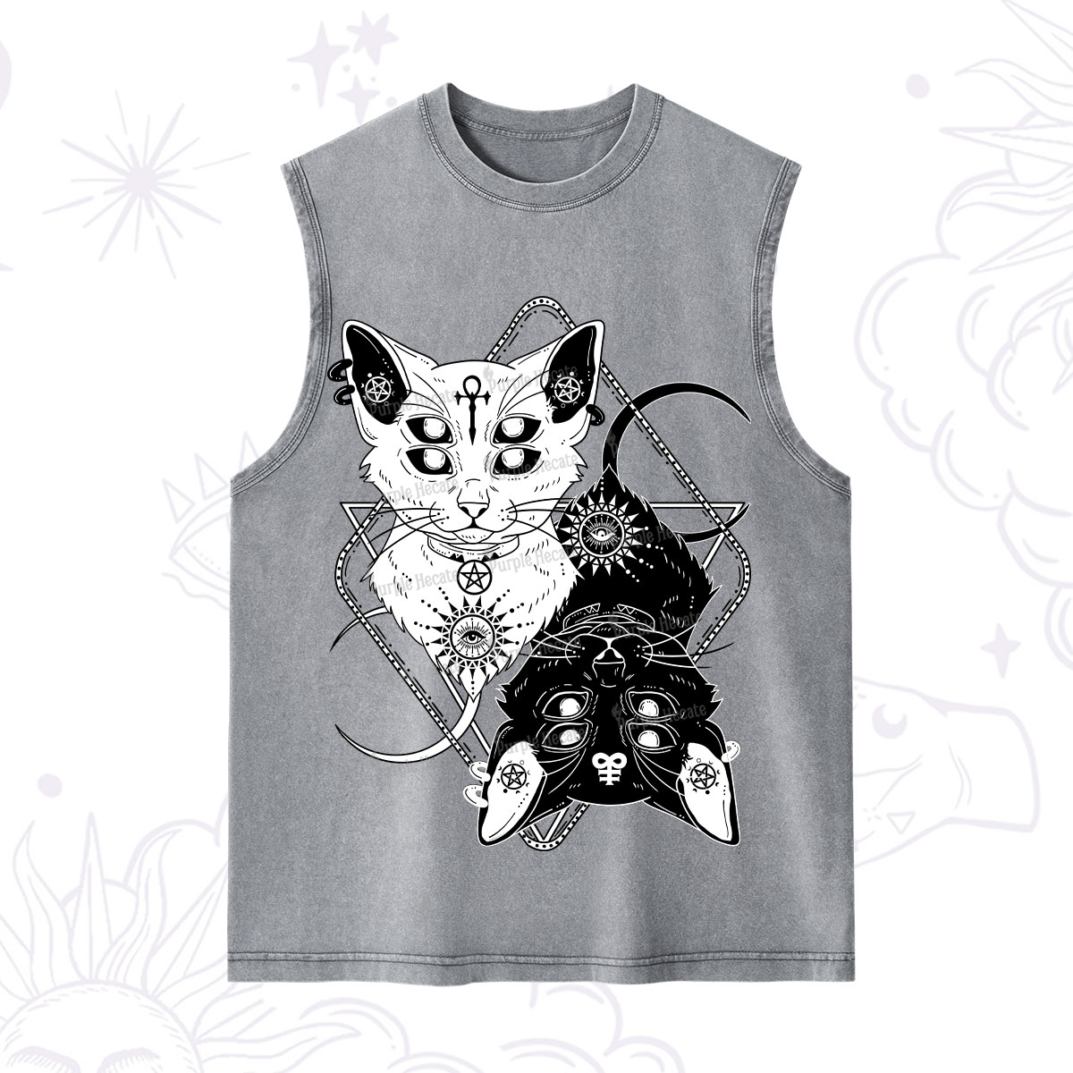Purplehecate Occult Mirror Cats Washed Tank