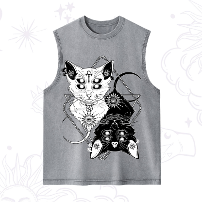 Purplehecate Occult Mirror Cats Washed Tank