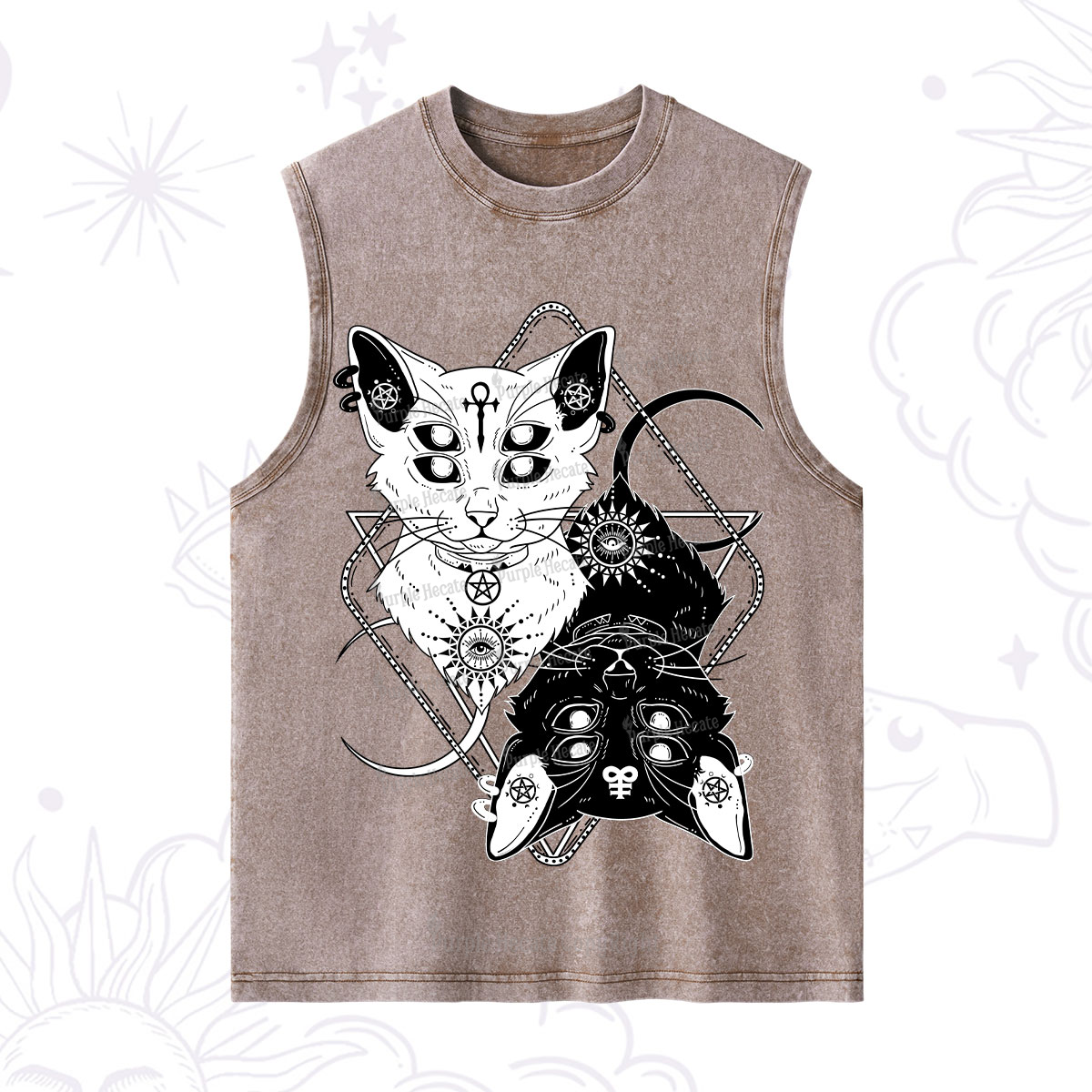 Purplehecate Occult Mirror Cats Washed Tank