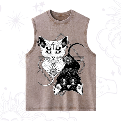 Purplehecate Occult Mirror Cats Washed Tank