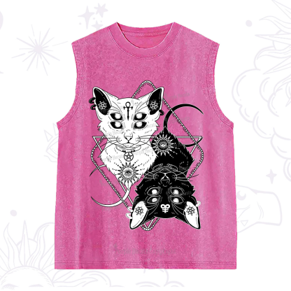 Purplehecate Occult Mirror Cats Washed Tank
