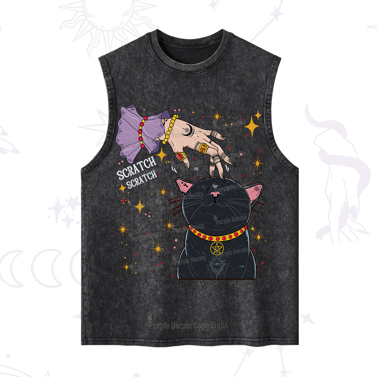 Purplehecate Witch's Cat Scratch Washed Tank