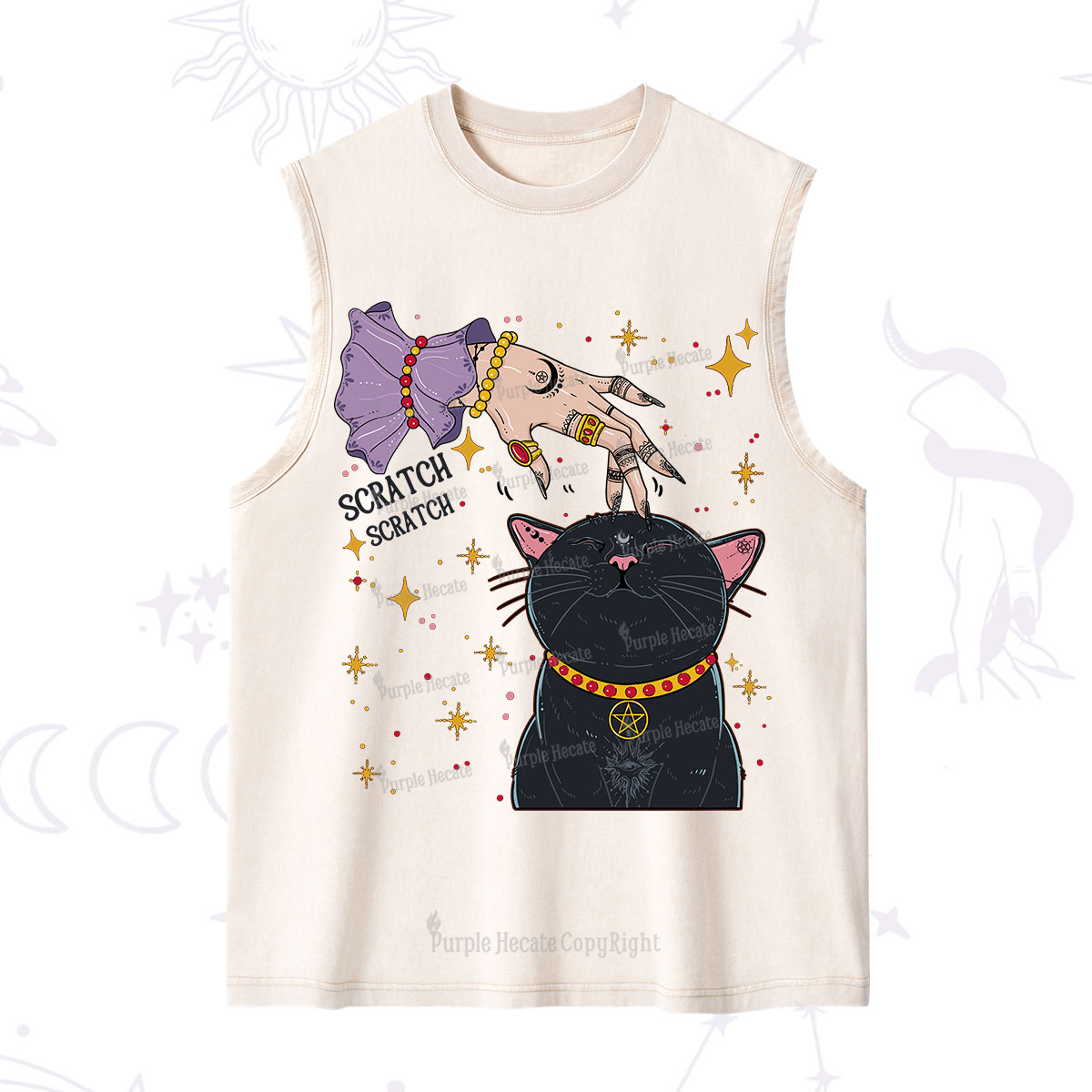 Purplehecate Witch's Cat Scratch Washed Tank