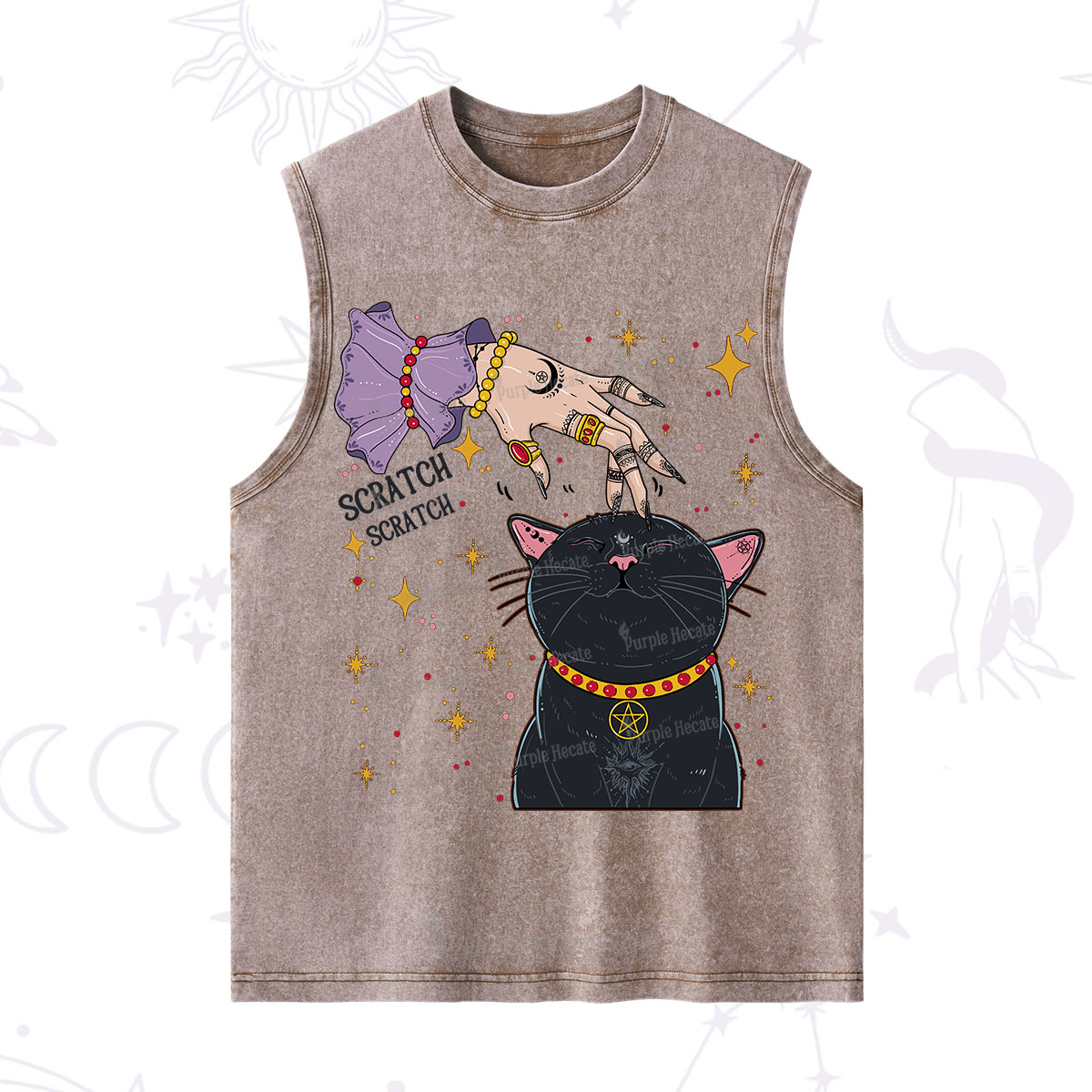 Purplehecate Witch's Cat Scratch Washed Tank