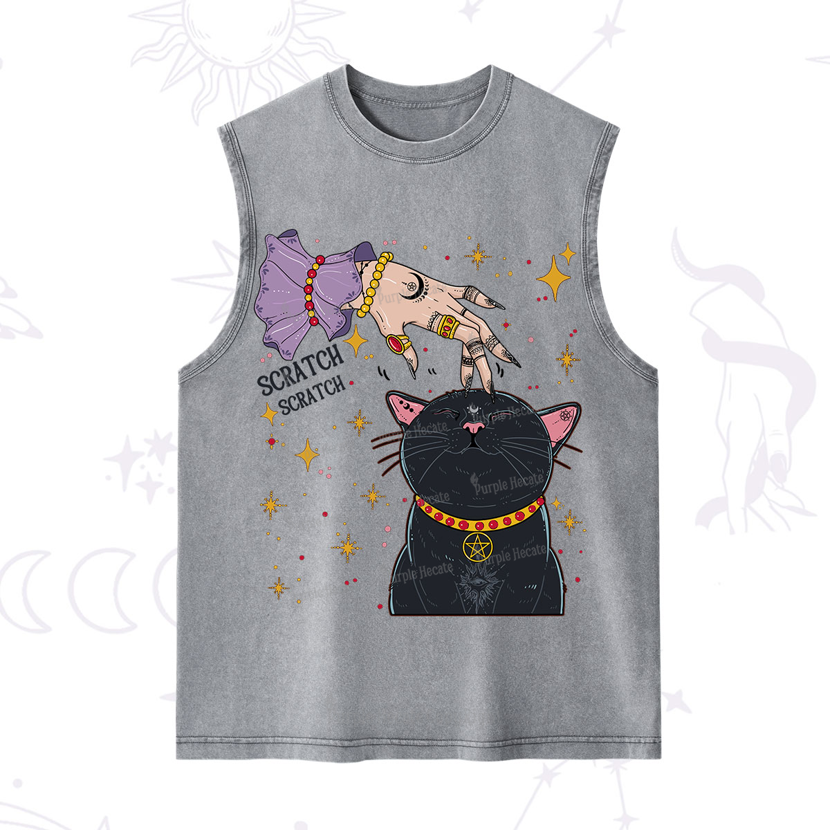 Purplehecate Witch's Cat Scratch Washed Tank