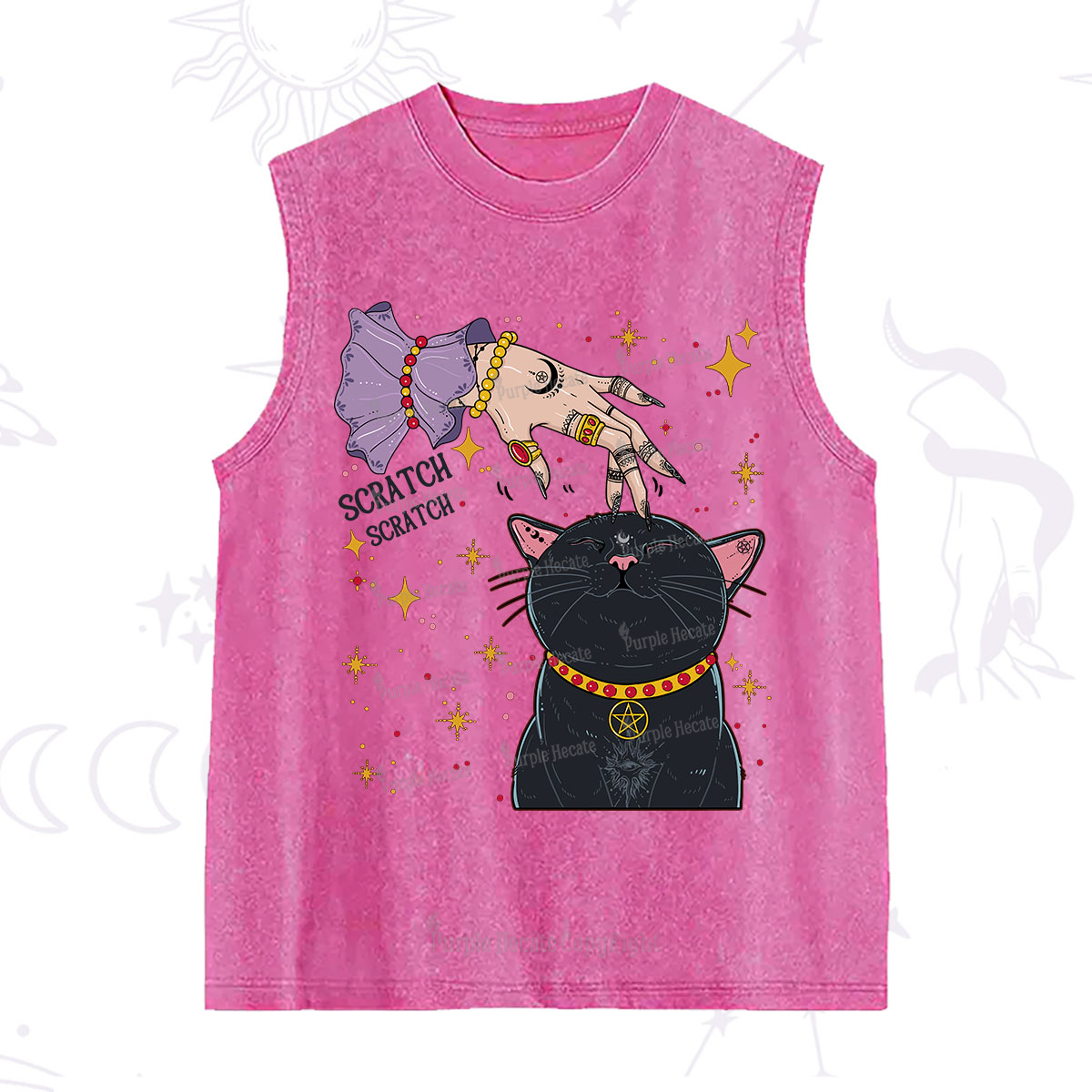 Purplehecate Witch's Cat Scratch Washed Tank