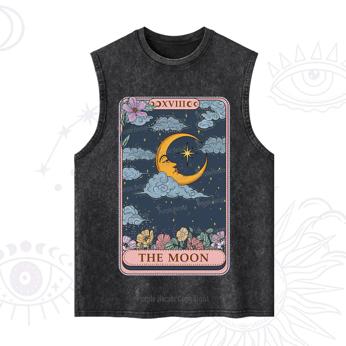 Purplehecate The Moon Tarot Card Washed Tank
