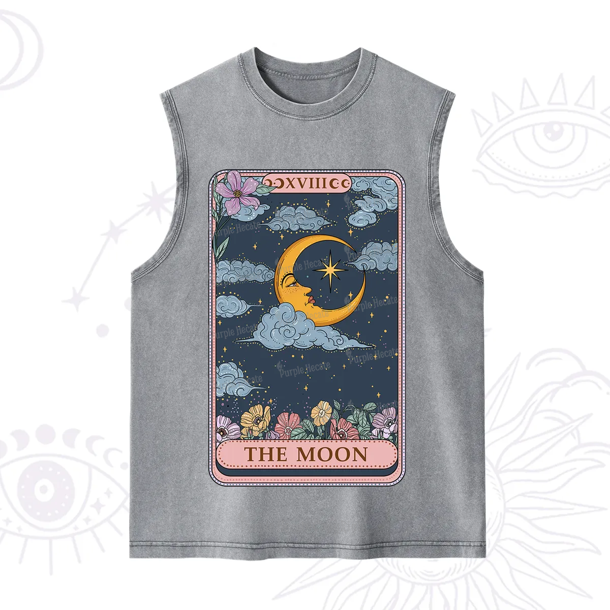 Purplehecate The Moon Tarot Card Washed Tank