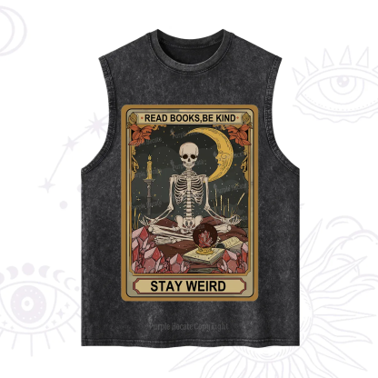 Purplehecate The Read Books Be Kind Stay Weird Oracle Card Washed Tank