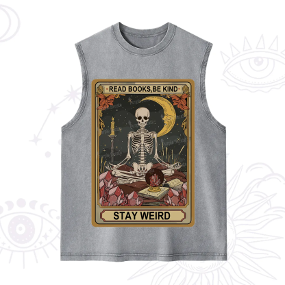 Purplehecate The Read Books Be Kind Stay Weird Oracle Card Washed Tank