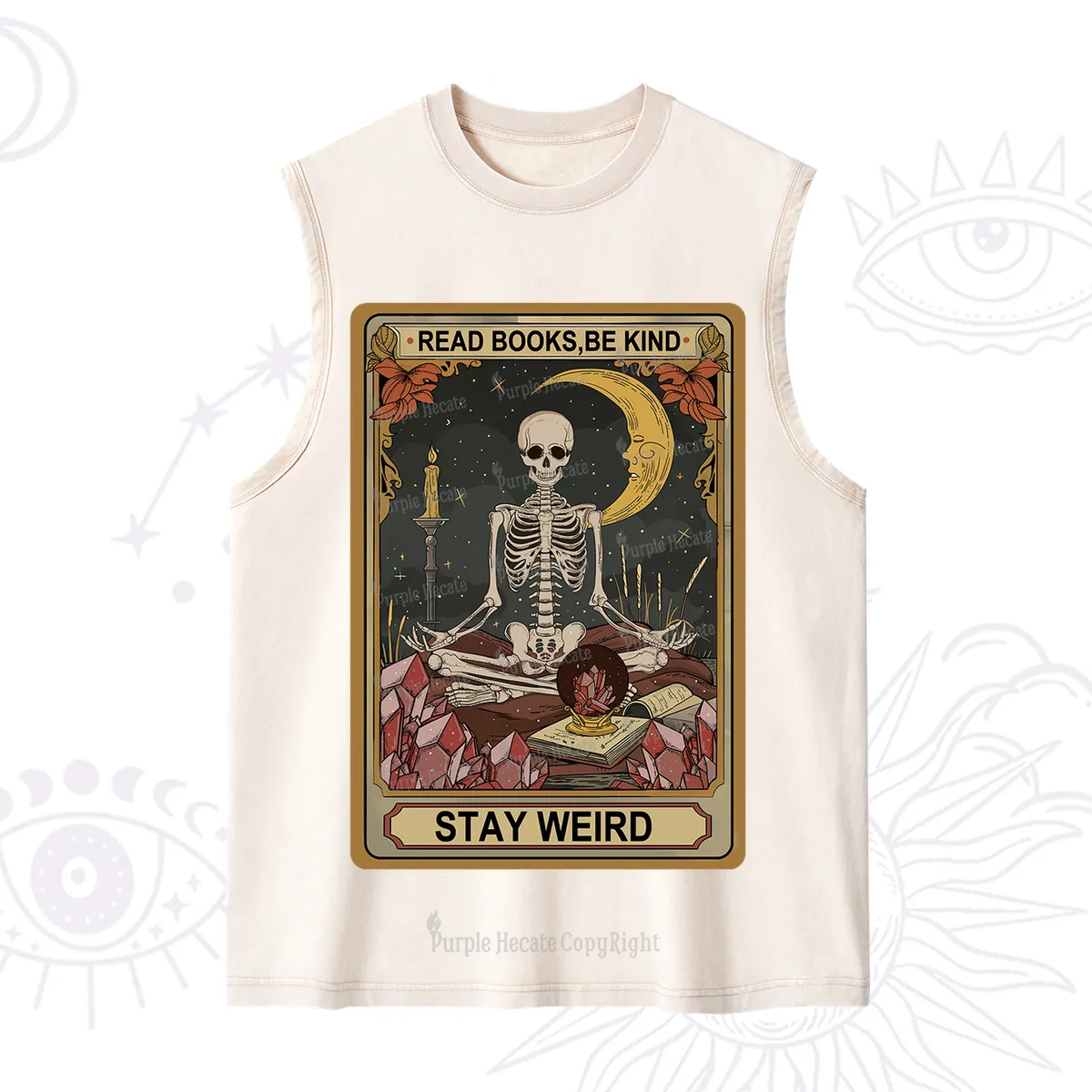 Purplehecate The Read Books Be Kind Stay Weird Oracle Card Washed Tank
