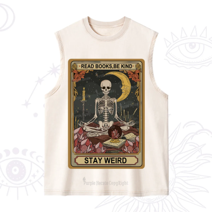 Purplehecate The Read Books Be Kind Stay Weird Oracle Card Washed Tank
